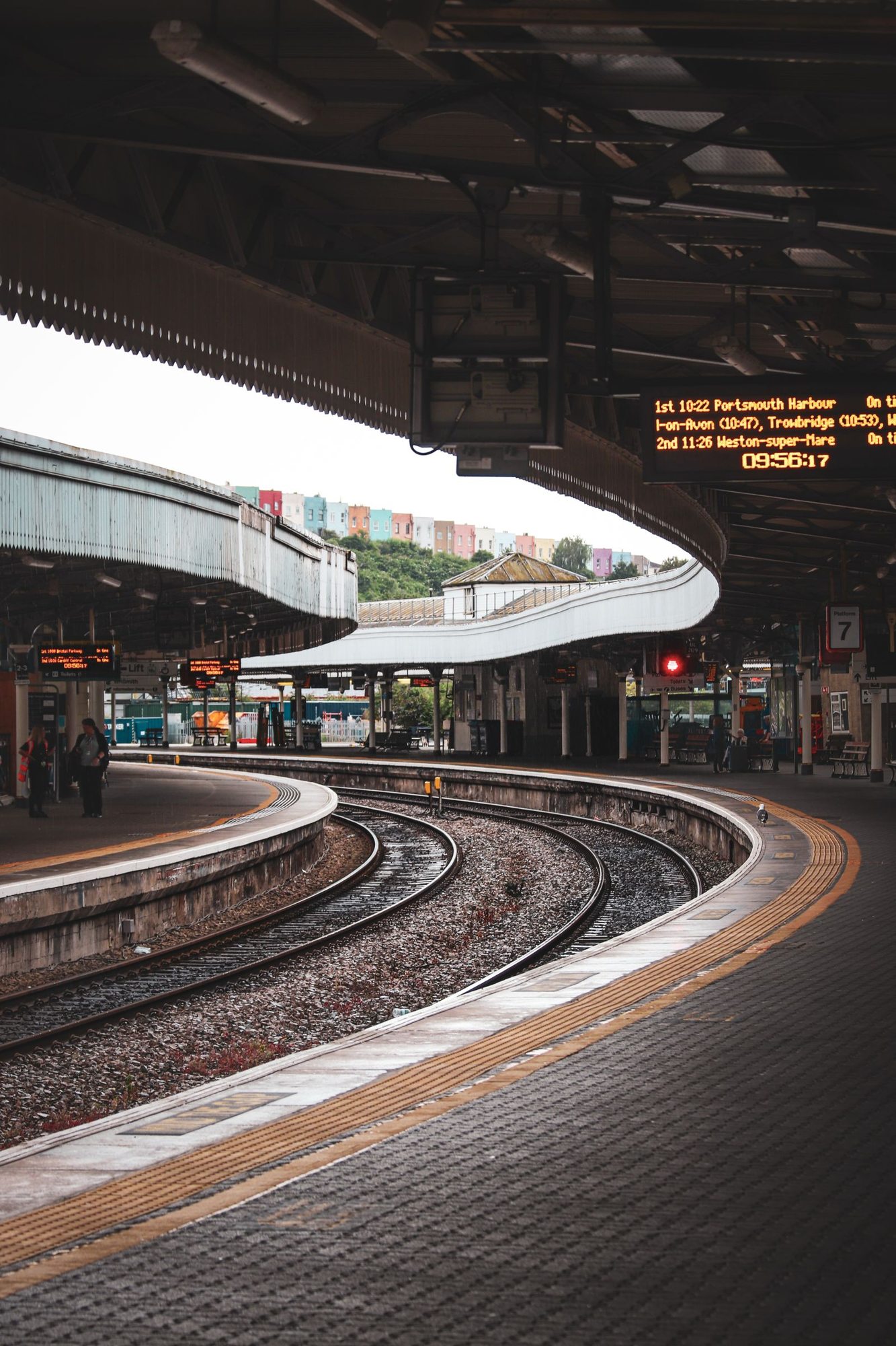 Several platforms and tracks in a railway station