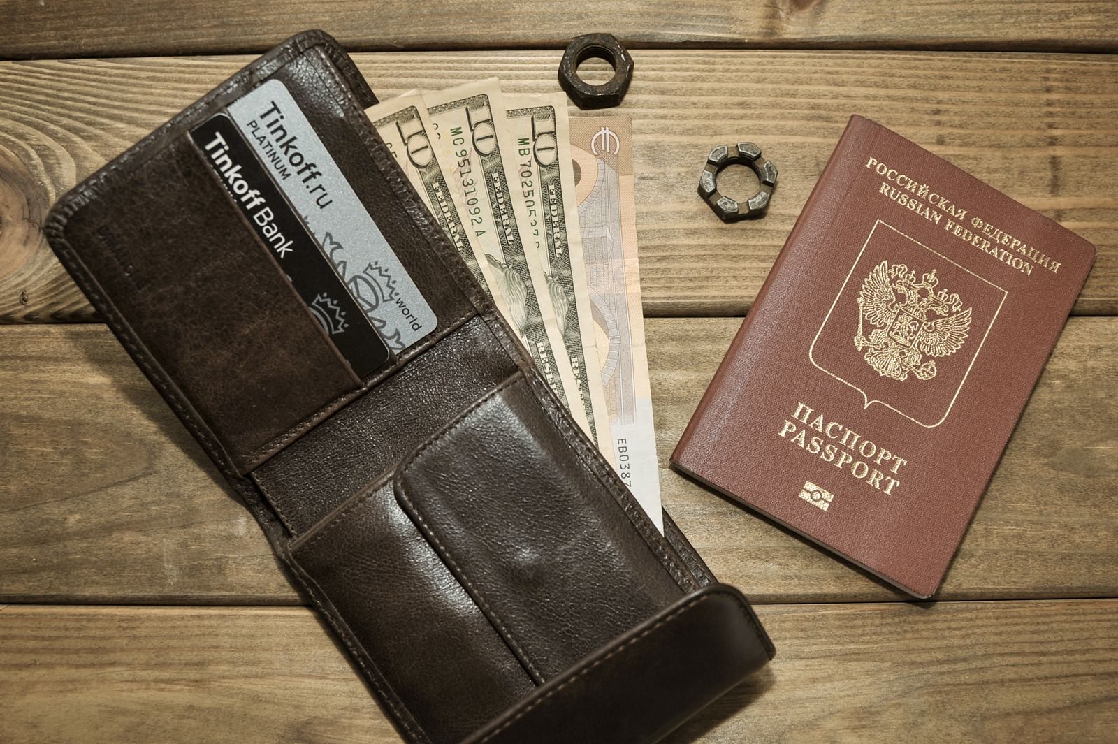 Passport, wallet and travel documents