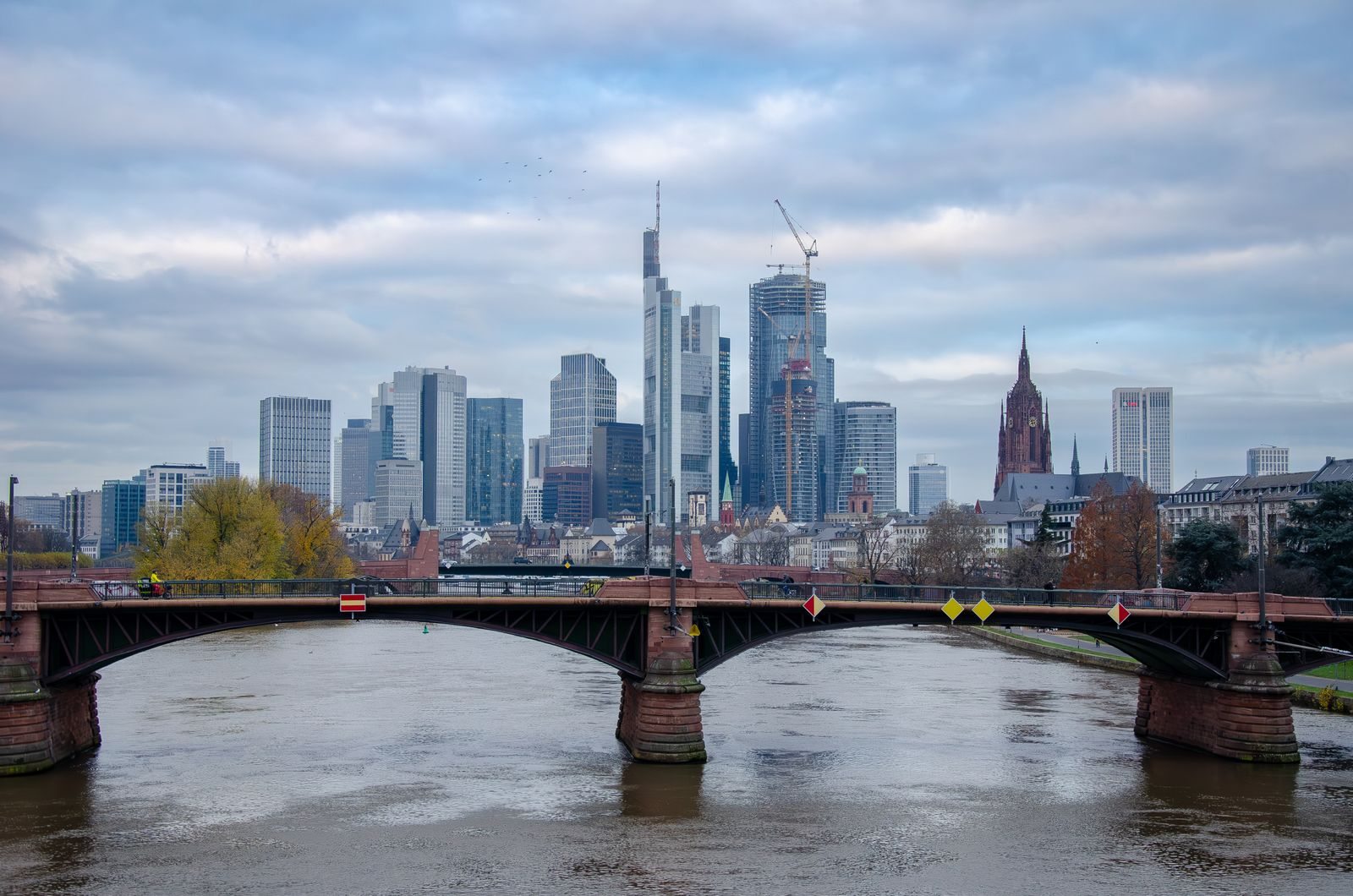 Frankfurt skyline beyond the River Main
