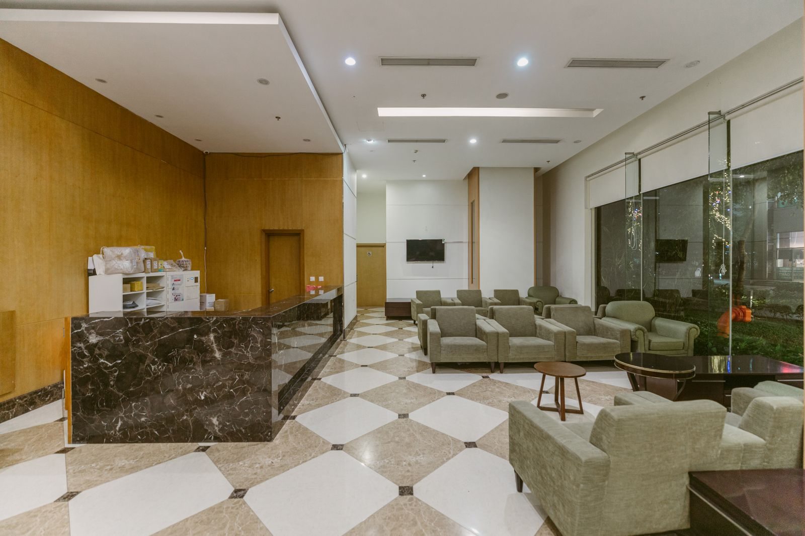 Seating area in a hotel lobby
