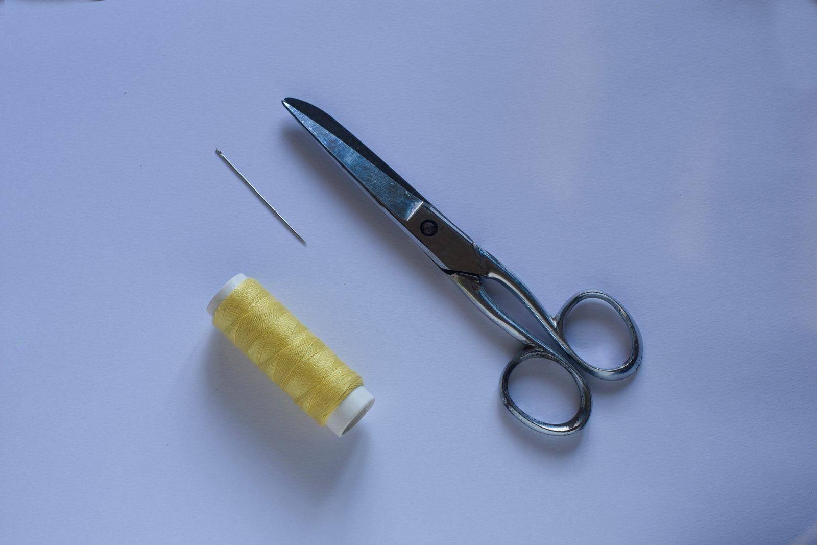 Needle, thread and scissors for small repairs