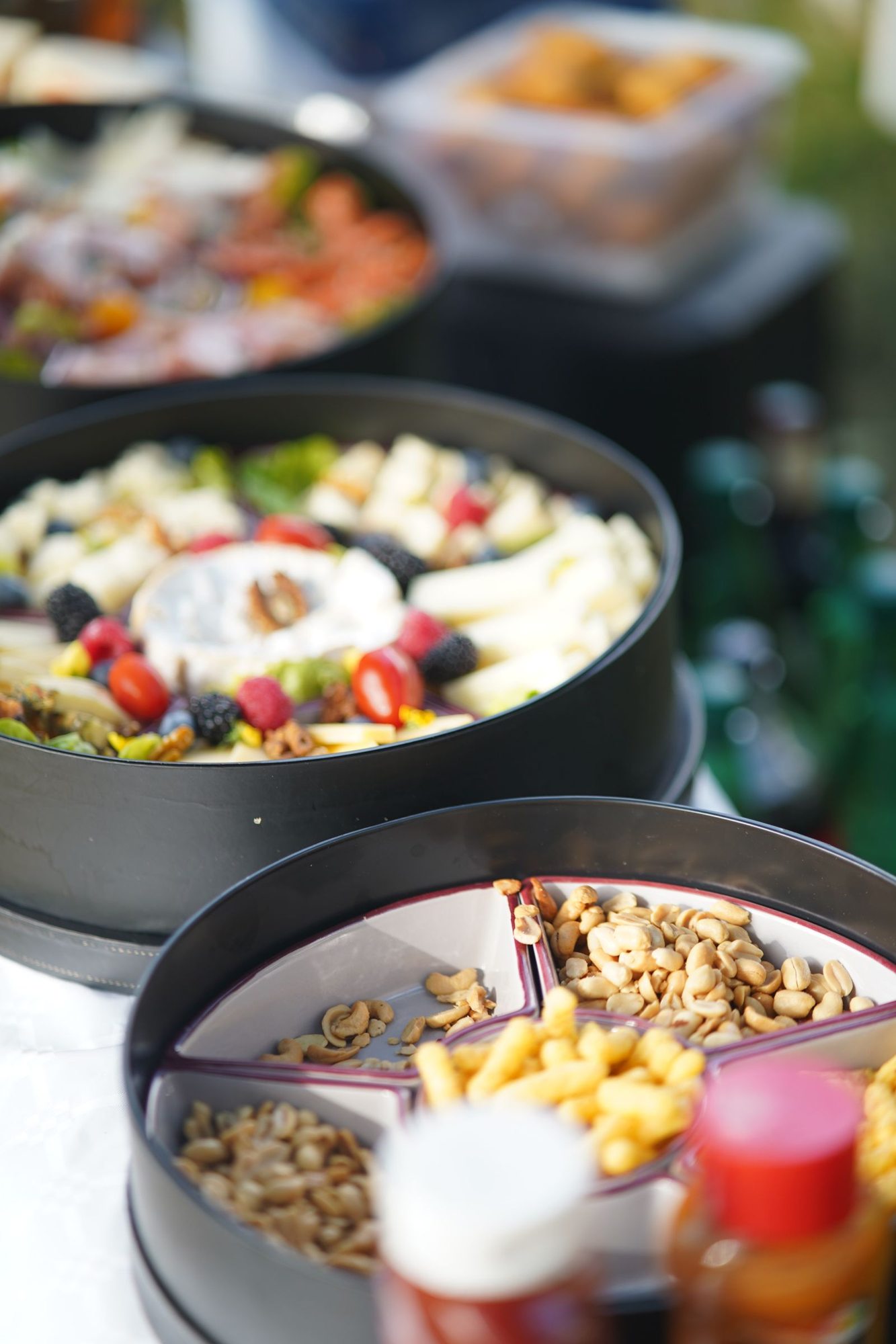 Small snack portions in lidded containers