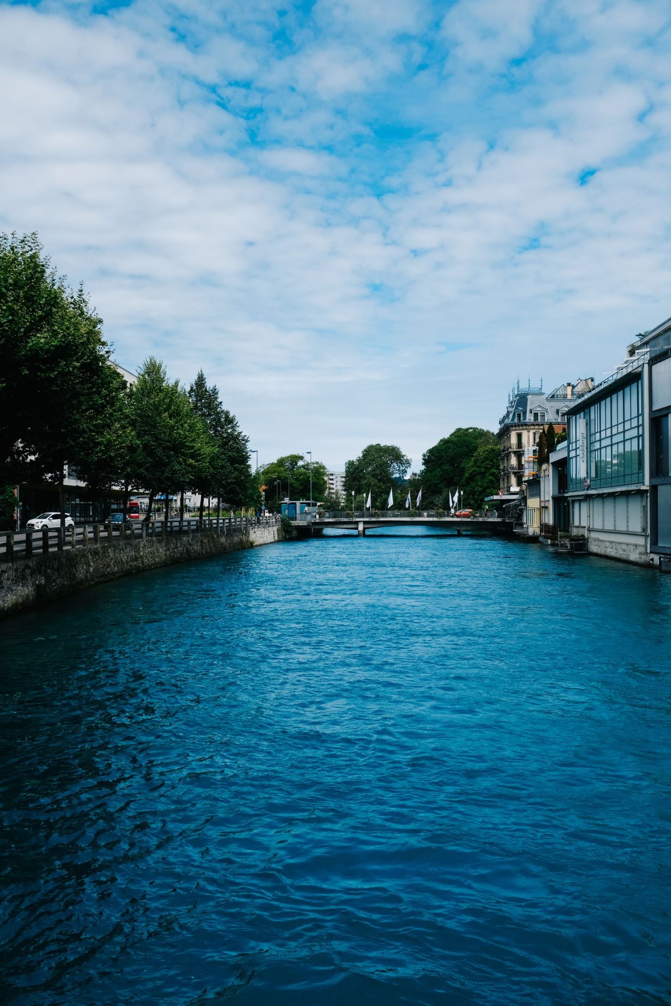 Trees and water along the Canal Saint-Martin in Paris
