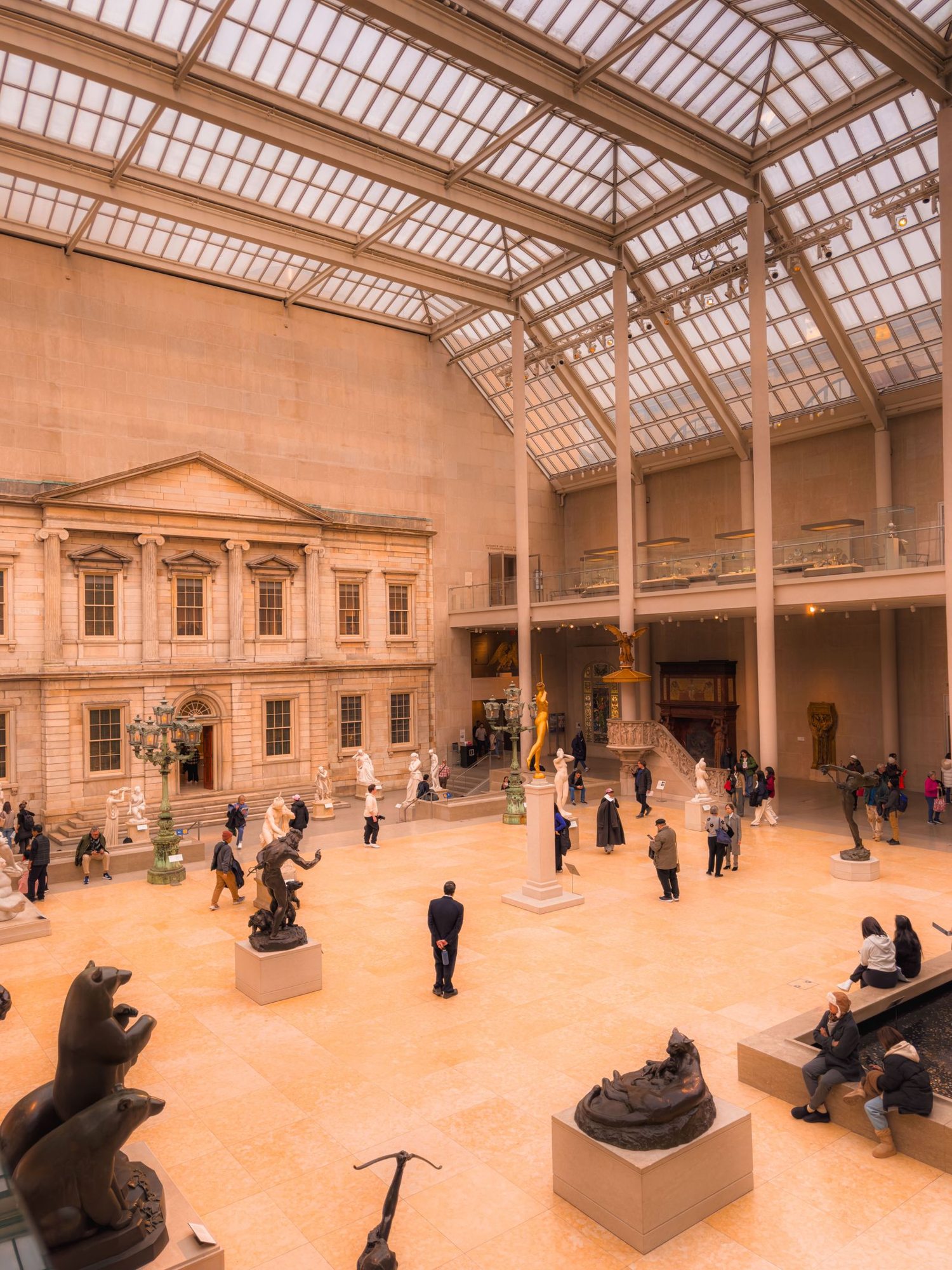 Visitors inside a large museum hall